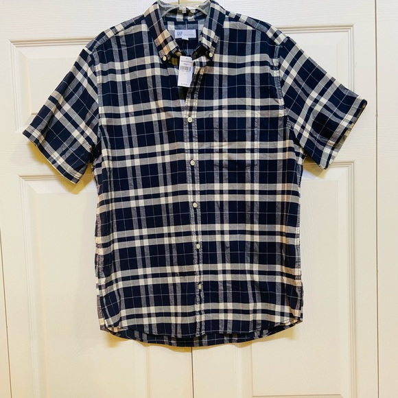 🆕NEW-GAP BLUE PLAID SHORT SLEEVE BUTTON DOWN SHIRT YOU ARE GOING TO LOVE. - Picture 7 of 7